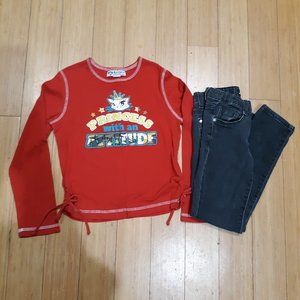 Girls Princess with an Attitude Top & Jeans Size 7